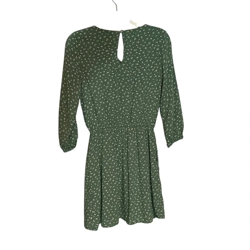 Abercrombie Kids Girls Dainty Green Floral Faux Wrap Long Sleeve Dress 13/14